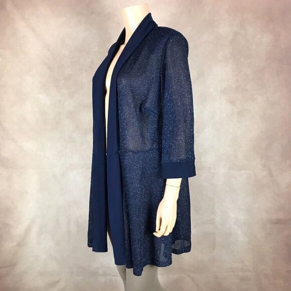 R&M RICHARDS Blue Metallic Evening Cover-Up Cardigan NEW 16W - Picture 8 of 9